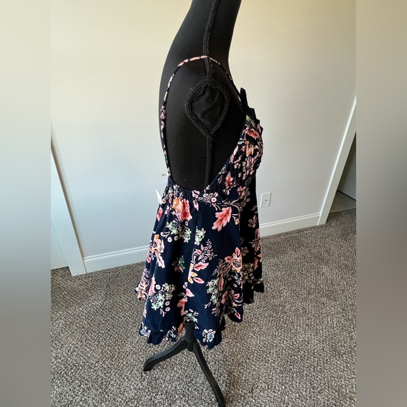 NWT Free People Mini Dress Corduroy Ruffle Navy Floral Sundress Women’s Size XS - Picture 10 of 14